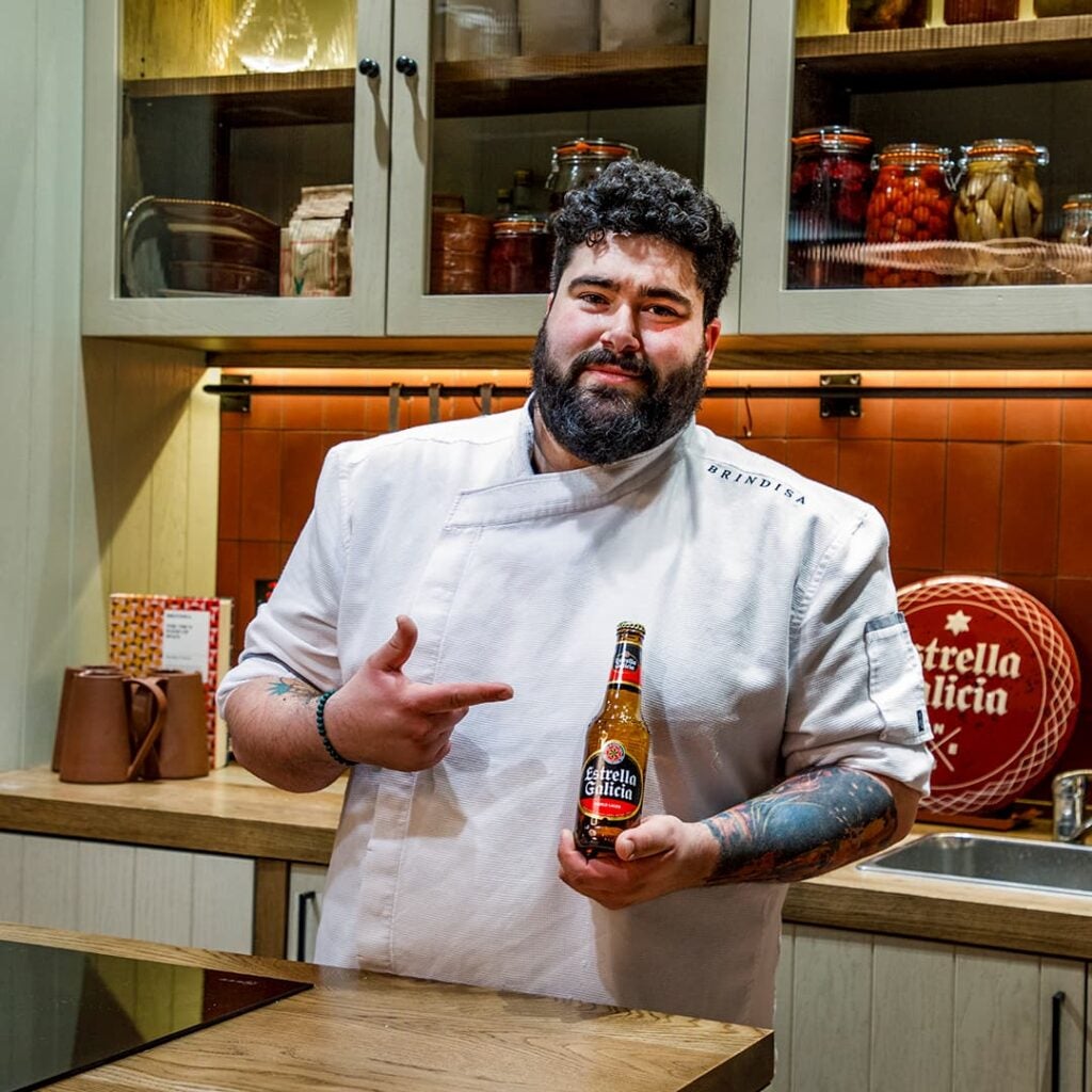 Chef Yago with a Estrella Galicia Lager