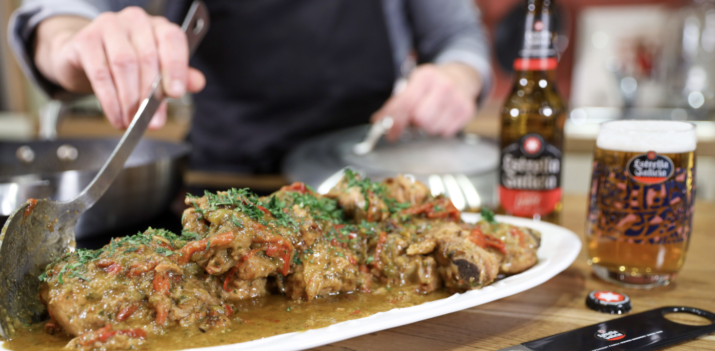 Braised chicken with peppers - Estrella Galicia UK